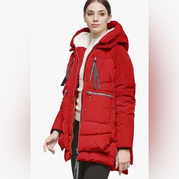 NWT Orolay Viral Upper East Side  Winter Coat Jacket Puffer Red XXS Down - Picture 4 of 9